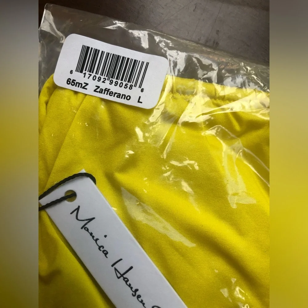NWT Monica Hansen Rectangle Double String Bikini Top in Zafferano Yellow
